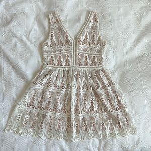 Off white lacy dress with nude underlining